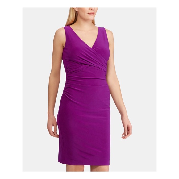 SOLD!! RALPH LAUREN FAUX WRAP DRESS VIVID VIOLET || 8 - Picture 4 of 8